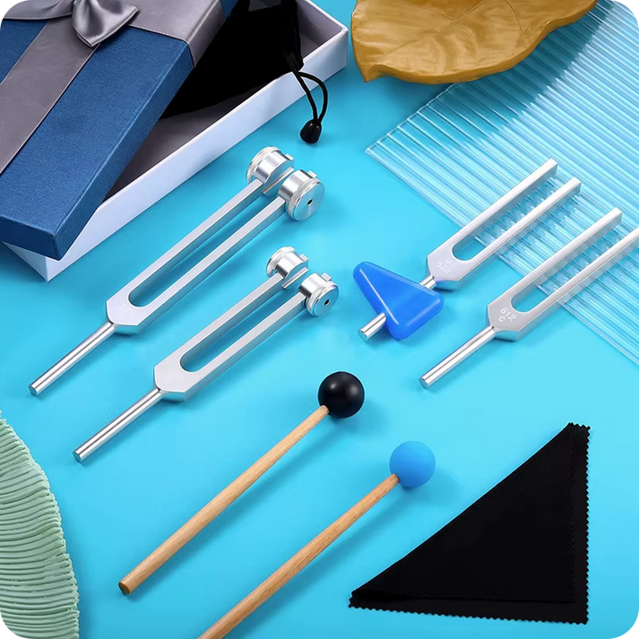 Vollständig set 128 Hz Stimmgabel + 528 Hz Stimmgabel